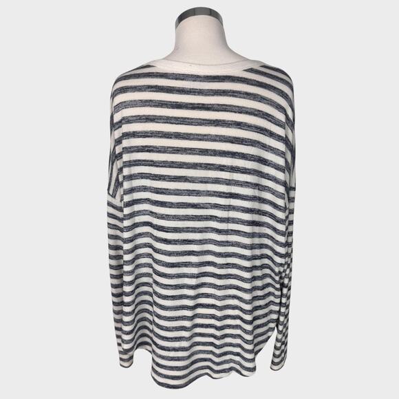Time and Tru XXL 20 Hacci Knit Blue Cream Stripe Rayon Polyester Blend Top - Picture 6 of 10